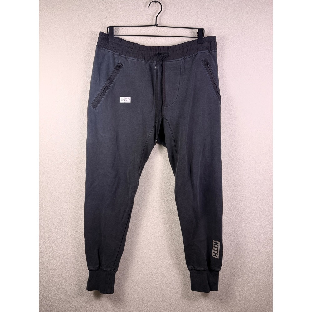 Kith Mercer VI Sweatpants Mens Medium Washed Black Joggers Zipper Pockets